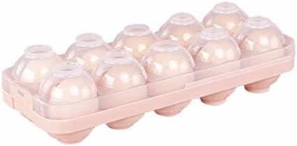 COOLQING Stackable Egg Storage Holder with Lid - Refrigerator Egg Storage Container, Cartons, Organizer, Bin for 10 Eggs - Great to Organize Your Fridge (Pink)