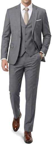 QZI Men's Suit Decorative Botton Stand Collar Long Coat Three