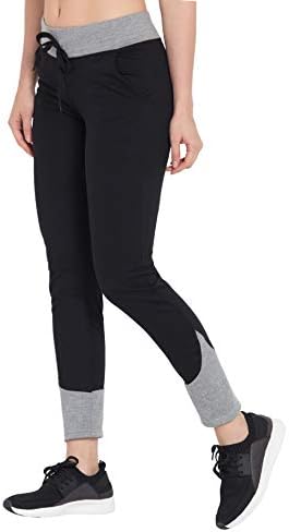 Cliths Sports Lowers for Women Black and Light Grey Casual Trackpants
