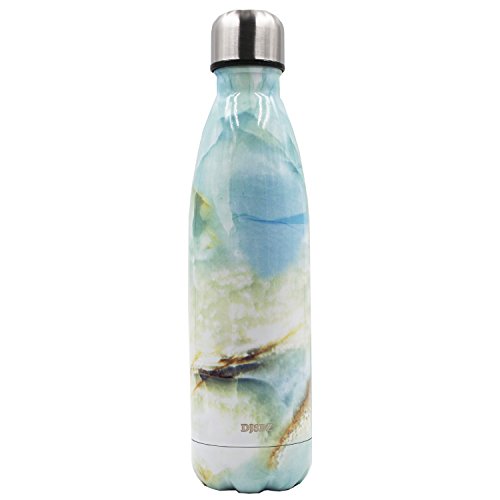 DJSBZ Vacuum Cola Shape Double Walled 18/8 Stainless Steel Water Bottle Leak-proof Keep Hot & Cold, Travel Sports Personalized Metal Water Bottle,17 Oz (500 ml) Marble Blue