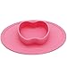 Silicone Baby Placemat Bowl-Highchair Feeding Tray Round Suction plate for Kids Toddlers Kitchen Dining Table with Built in Bowl, Weaning travel Bowl for Children 2017 NEW (Rose Red)