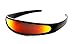 Futuristic Cyclops Shield Cosplay Mirrored Lens Visor Sunglasses (Visor Black Frame/Red Fire)