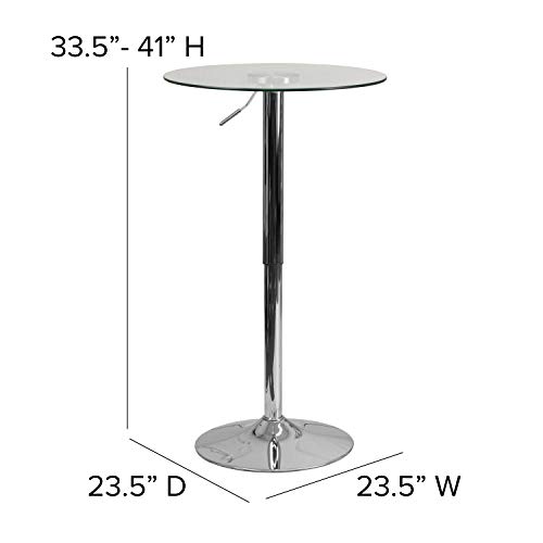 Flash Furniture Glastisch, rund, höhenverstellbar, 69,9 cm (Verstellbarer Bereich 84,9 cm – 104,4 cm) – Bild 6