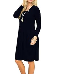 JOSIFER - Vestido de mujer con bolsillos, plisado y suelto, con bolsillos (S-2XL)