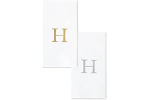 AH AMERICAN HOMESTEAD AMERICAN HOMESTEAD Disposable Hand Towels - Gold Monogrammed Guest Napkins - Linen-Like Bathroom Paper Towels for Guests - Perfect Wedding and Party Napkins - 25 Count (Gold H)