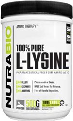 NutraBio 100% Pure L-Lysine Powder - 500 Grams