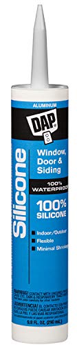 DAP 08643 9.8-Ounce 100% Silicone Window, Door and Siding Sealant, Aluminum