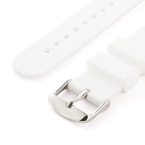 Archer Watch Straps Silicone Quick Release Soft Rubber Replacement Watch Bands (White, 20mm