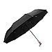Windproof Folding Travel Umbrella Rain Umbrella for Men Women and Family Automatic Open&Close Wood Handle (Black)