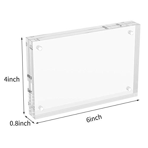 AITEE 4x6 Acrylic Picture Frames 3 Pack, 20% Thicker Block, Clear Picture Frames Freestanding Double Sided Magnetic Acrylic Lucite Frameless Transparent Square Frame Gift for Desktop Display