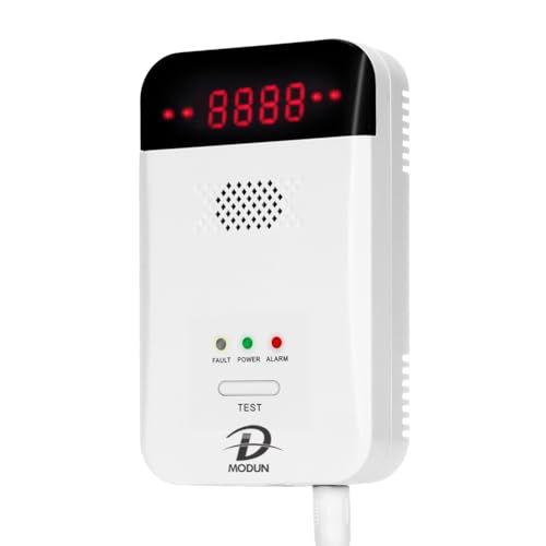 D MODUN - Gas Detector, Natural Gas | LPG | Carbon Gas Leak Detector, Gas Detector with Plug-in with Audible Alarm and LED Display, Gas Fuel Gas Alarm Sensor Methane Propane Butane