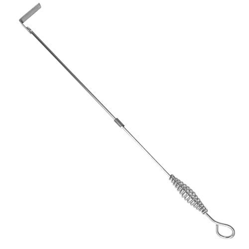 17.5 Inch Stainless Steel Charcoal Grill Ash Rake Hoe with Spring Handle,