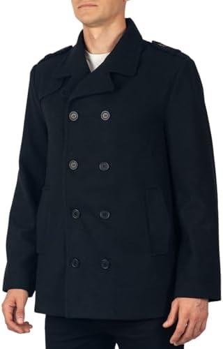 Leather Jacketz Men's Dark Navy Blue Wool Blend Peacoat - Double