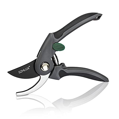 SZHLUX Pruning Shears, Premium SK5 Carbon Steel Blades Hand Pruner for Garden,…