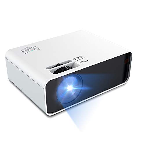 Funcilit Mini Video Projector, 3800 lux Portable Home Movie Cinema Full HD 1080P Supported Stereo Speaker Movie Pico Projector (White)