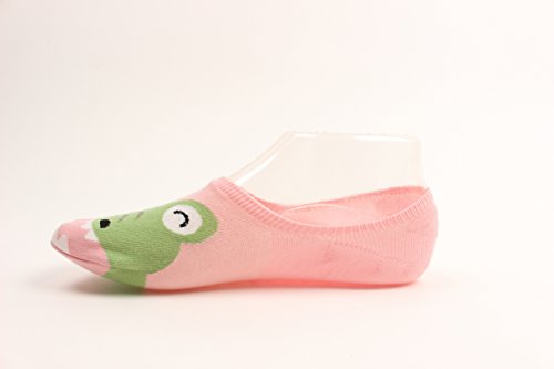 WOWFOOT Women Animal Design No-Show Casual Liner Socks Character Print Non Slip Flat Boat 4 Pair (4pair-lovely crocodile) - Thumbnail 6