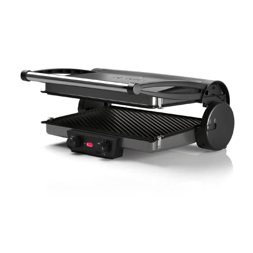 Bosch Bistecchiera TCG4215, 3 Posizioni di Cottura, 5 Livelli di temperatura, 2000W, Piastre Grill in Alluminio Rimovibili e Lavabili in Lavastoviglie, Rivestimento Ceramico Antiaderente, Argento