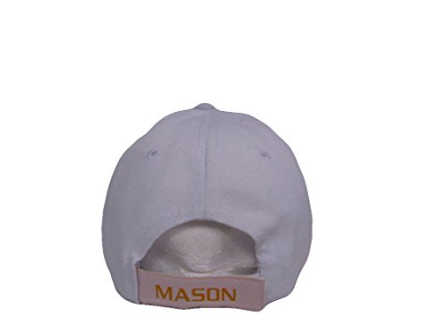 Embroidered White Freemason Mason Masonic Shadow Emblem Baseball Style Cap Hat