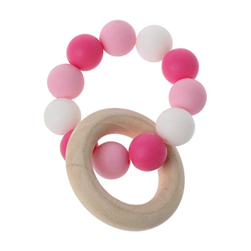 Yuanhaourty Baby Teething Toys Wooden Teether Silicone Chew Beads