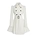 ForeMode Women Swing Double Breasted Wool Coat with Belt Buckle Spring Mid-Long Long Sleeve Lapel Dresses Outwear(White XXL)