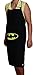 Kitchen stars Apron Bib, With Pocket, 100% Black Cotton, Batman Character, Home Cook, Machine Washable