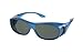 LensCovers Medium Polarized Wraparound Sunglasses | Wear Over Sunglasses to Cover Eyeglasses or Prescription Glasses | Blue Frame with Smoke Lens; Fitover for Glasses up to 5 1/2'' X 1 3/4''