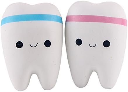 COCOTINA 1Pc Cute Squishy Teeth Key Bag Cell Phone Charms Straps Slow Rising Stress Relief Squeezing Toy Random Color