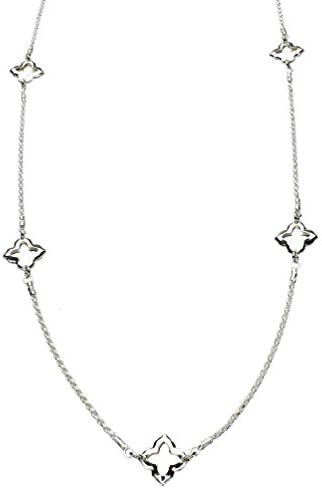 Sterling Silver Station Link Long 1.5mm Diamond-Cut Rope Chain Necklace Italy 30"