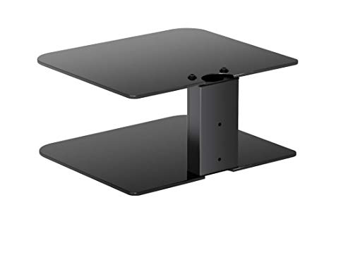 Gold Line 2 x Black Floating Shelves with Strengthened Tempered Black Glass for DVD Players/Cable Boxes/Games Consoles/TV Accessories (Renewed)