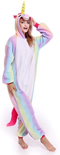 Adult Unisex Unicorn One-Piece Pajamas Animal Costume Cosplay Sleepwear Pajamas for Women Men Teens