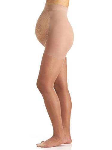Berkshire Women's Maternity Light Support Pantyhose 5700 - Maternity Tights Over The Belly - Motherhood Hosiery - Lace Belly Panels, Reinforced Toe, 30 Denier - Pregnant Women Stocking - Natural Tan C at Amazon