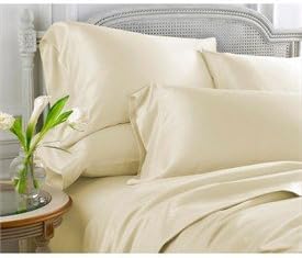 800 Thread Count Three (3) Piece Twin Size Ivory Solid Bed Sheet Set, 100% Egyptian Cotton, Premium Hotel Quality