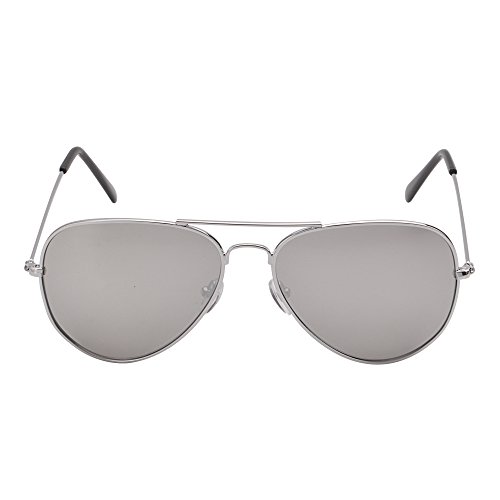 Retro Mirror Aviator Sunglasses Flash Tinted Lens Eyeglasses for Women Men UV400 (Silver/Silver)