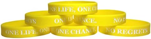 TheAwristocrat6 Pack ONE Life, ONE Chance. NO Regrets Inspirational Silicone Wristband Rubber Bracelet