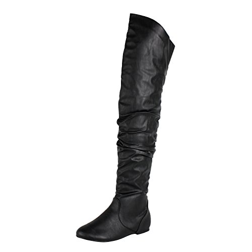 West Blvd London-Thigh-High Thigh High Boots, Black1 Pu, 8.5