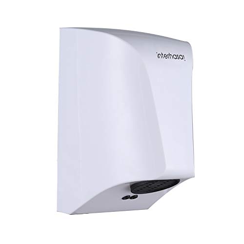 interhasa! Wall Mounted Hand Dryer,Economic and Environmental Easy to Install for Lavatory Bathroom.Low Noise 50dB,Intelligence Sensing System Hand Dryer Commercial,Powerful 800W (White)