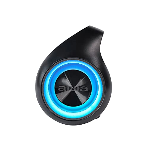 Aiwa Bocina Inalámbrica AWS800BT con 70 W RMS, Bluetooth 4.2, TWS, IPX5 Resistente al Agua, Radio FM, Iluminación RGB, Batería 3600 mAh, Entrada USB y Diseño Portátil Color Negro