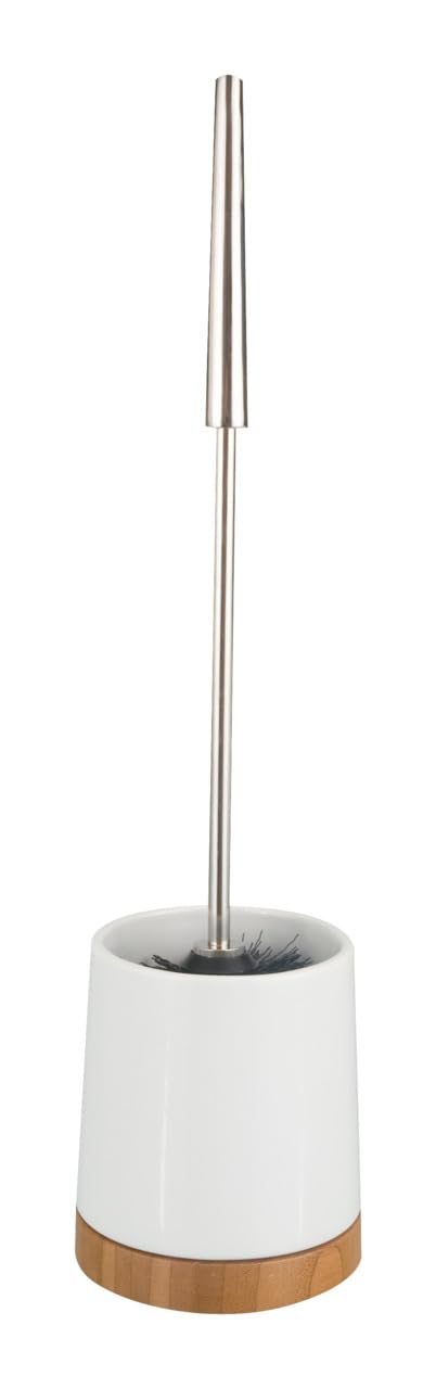 WENKO 17676100 Toilet brush Bamboo - Ceramic, 10.8 x 42 x 10.8 cm, White
