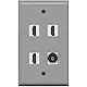 RiteAV - 3 x HDMI and 1 x Toslink Digital Audio Port Wall Plate White