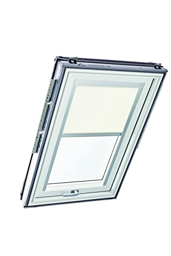 Original Roto Rollo Exclusiv ZRE für Roto Dachfenster - Führungsschiene Silber - Tageslichtrollo Baureihe Designo R6/R8, i8 und Classic 64/84 - Größe 065/118 | 06/11 - Stofffarbe Hellbeige