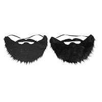 Yalulu 2 Pcs Black Halloween Fake Mustache Beard Fiesta Party