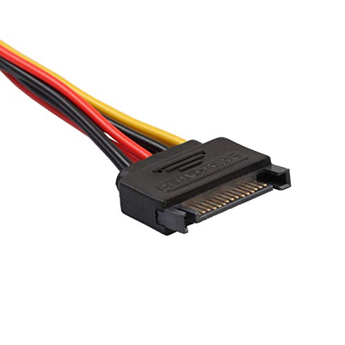 15 Pin SATA Male to 4Pin IDE Molex Female + SATA Female Power Cable Cord 18AWG 1 to 2 Power Line for Motherboard & Hard Disk