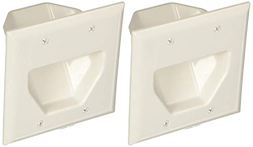Datacomm 450002WH-2 2 Gang Recessed Low Voltage Cable Plate- 2 Pack