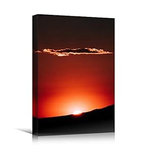 signwin Canvas Wall Art Mountain Sunset Coastal Orange...