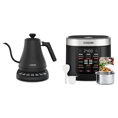 COSORI Rice Cooker 10 Cup Uncooked Rice Maker with 18 Cooking Functions & COSORI Electric Kettle Gooseneck with Temperature Control