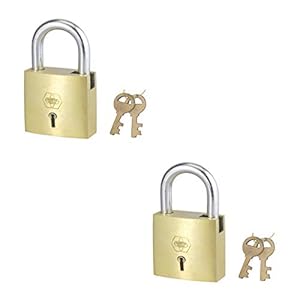 Harrison A-1-0003_PK 2 Brass 4 Levers Padlock with 2 Keys (Pack of 2)