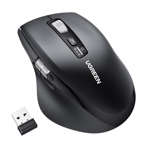 UGREEN Bluetooth5.4+2.4G Wireless Mouse, Ultra-Fast Scrolling, Ergonomic and Silent, 5000 dpi Mouse with 5 Buttons, for Office/Home/Study, Compatible with Windows, MacOS, iOS, Android, Linux