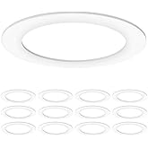 Sunco 12 Pack Goof Rings for 6 Inch Recessed Lights, Flush Mount White Can Light Trim Ring Cover, Outer Diameter 8.6 Inch, In