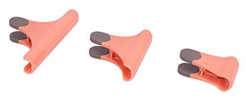 Internetâ€™s Best 3-Piece Kitchen Storage Clip Set | Small, Medium and Large Bag Clips Food Sealers | Peach & Grey