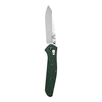 Benchmade - 940 EDC Manual Open Folding Knife Made in USA, Reverse Tanto Blade, Plain Edge, Satin Finish, Green Handle